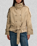 Cape Sleeve Double-Breasted Trench Jacket