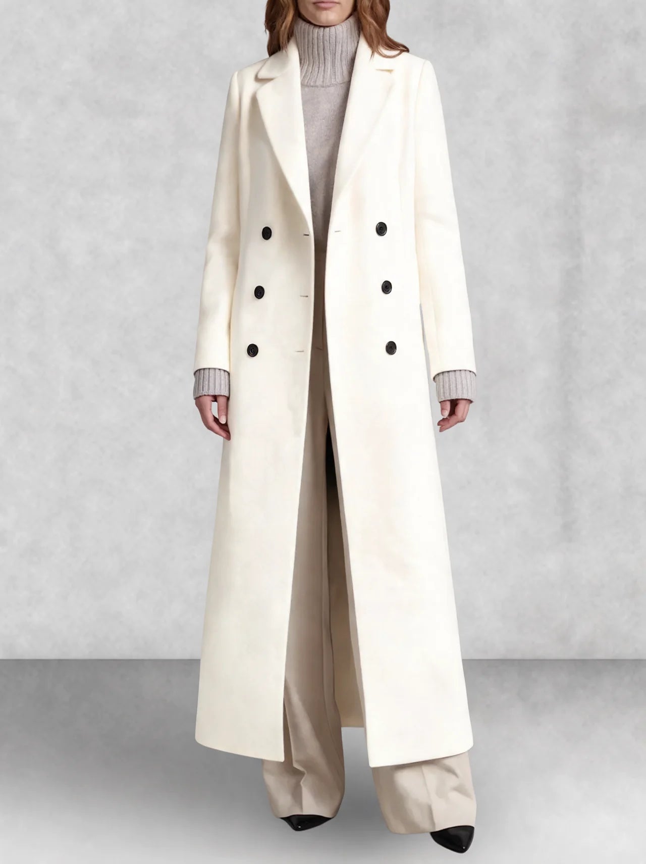 Longline Double-Breasted Wool Coat