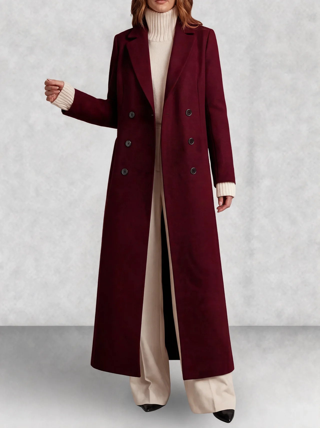 Longline Double-Breasted Wool Coat