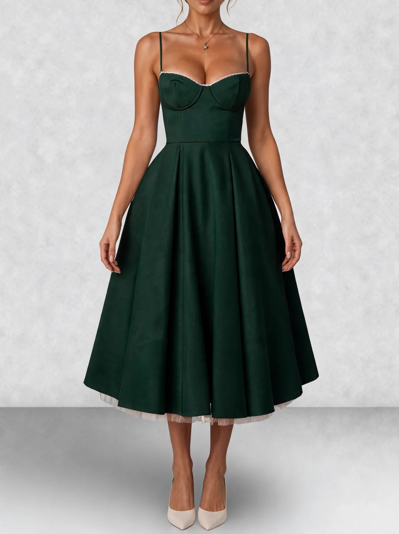 Satin Corset Midi Dress