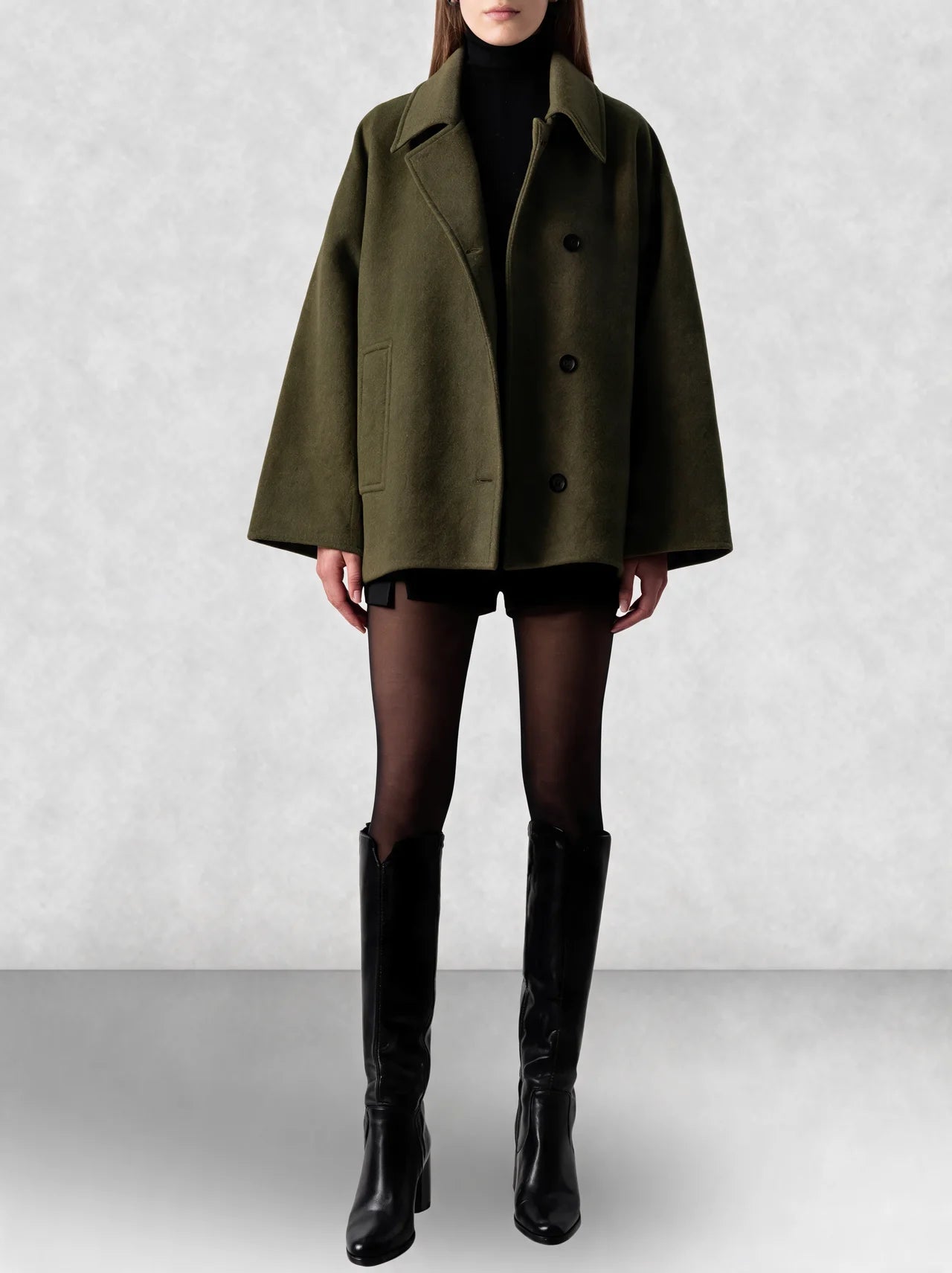 Oversized Cape Sleeve Wool Coat