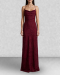 Floral Cowl Neck Lace Up Back Maxi Dress