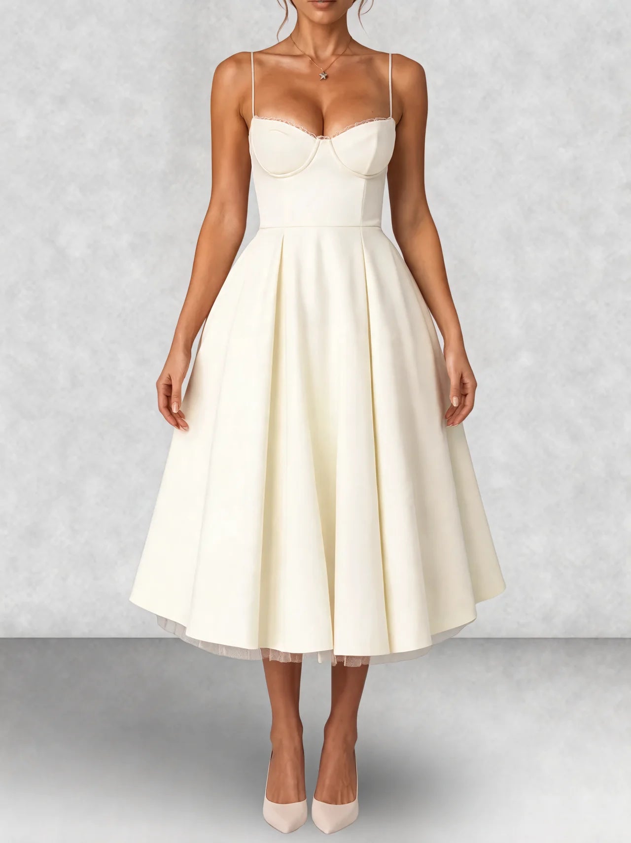 Satin Corset Midi Dress