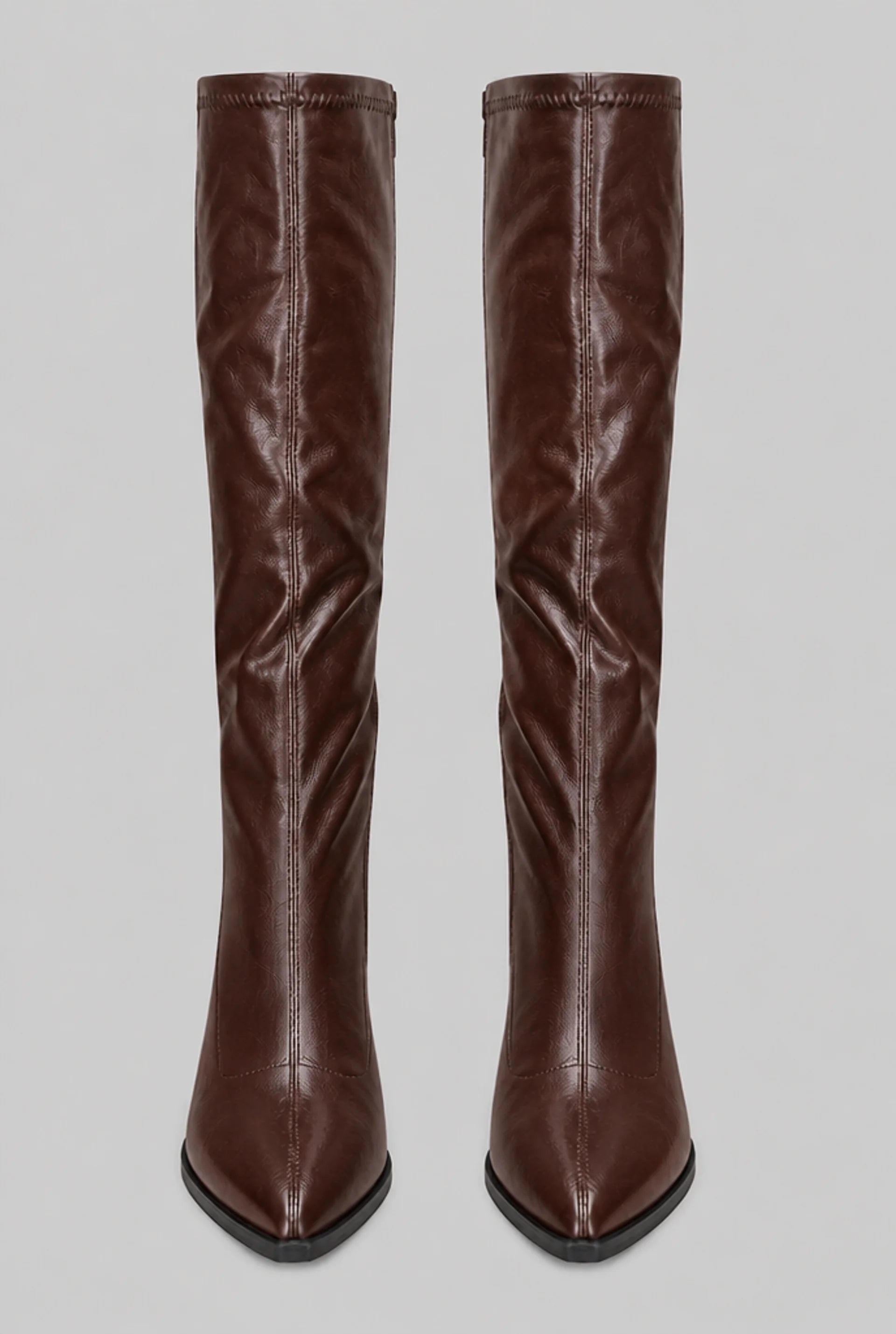 Pointed Toe Knee-High Boots with Block Heel