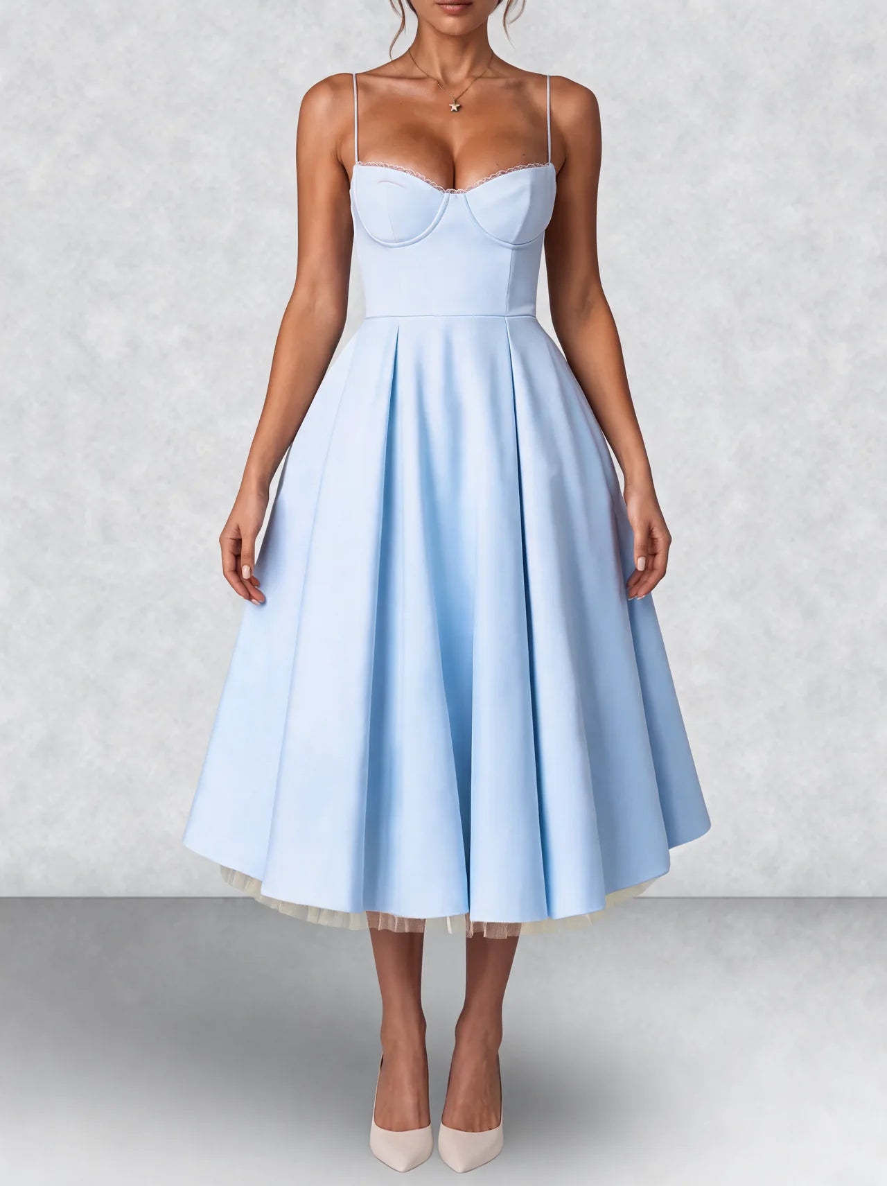 Satin Corset Midi Dress