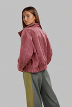 Oversized Suede Bomber Jacket