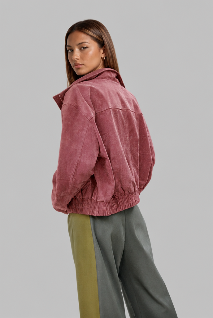 Oversized Suede Bomber Jacket