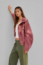 Oversized Suede Bomber Jacket