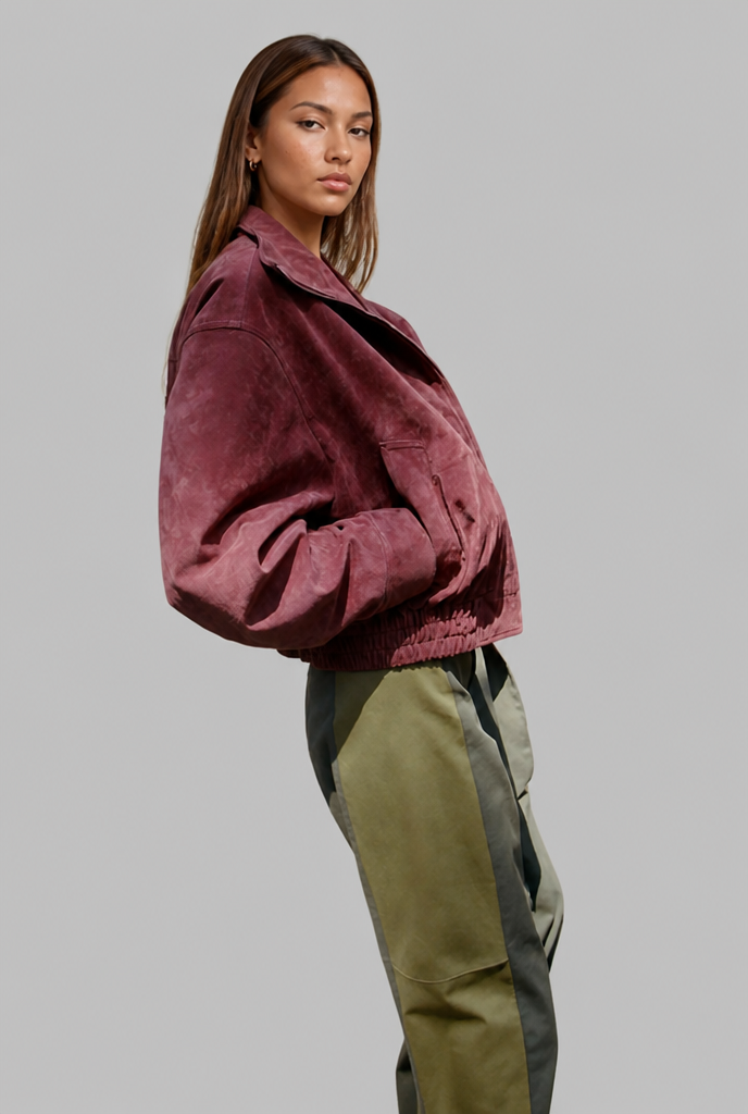 Oversized Suede Bomber Jacket