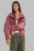 Oversized Suede Bomber Jacket