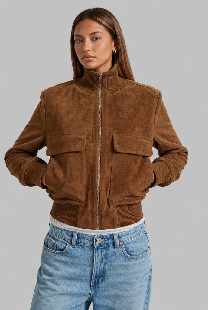 Suede Look Bomber Jacket