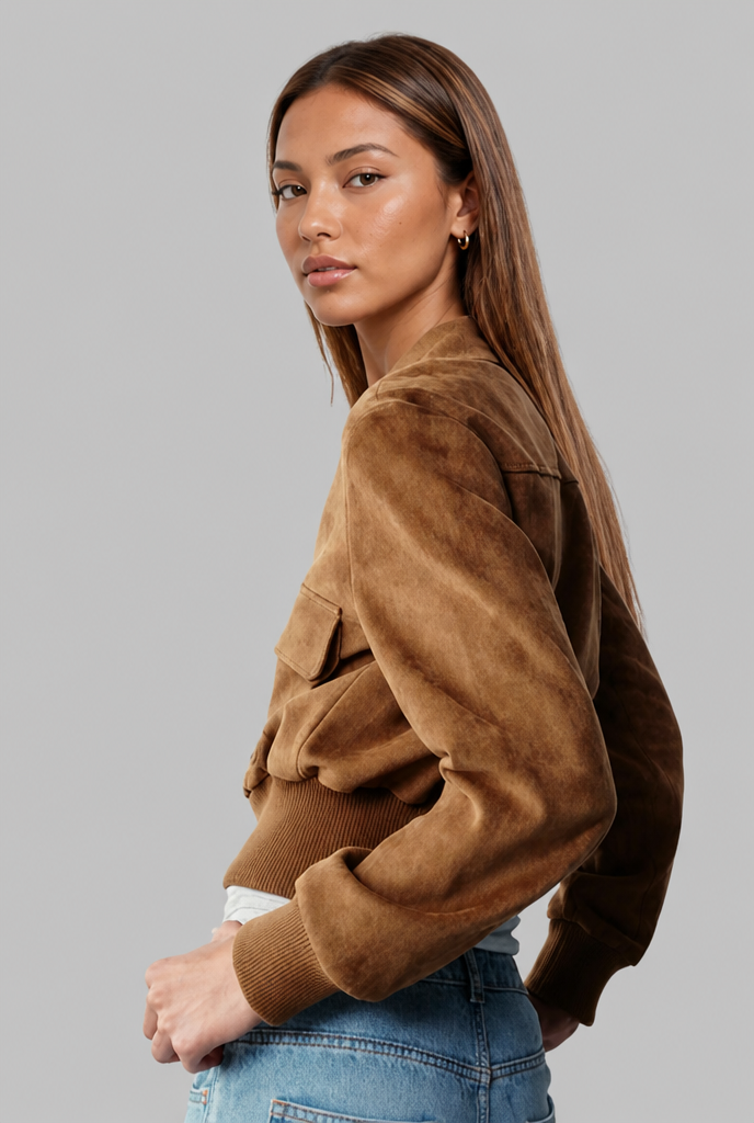 Suede Look Bomber Jacket