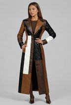 Colourblock Leather Coat