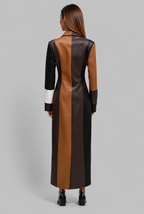 Colourblock Leather Coat