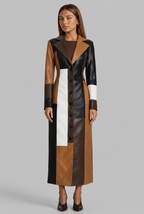 Colourblock Leather Coat