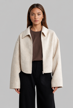 Boxy Zip Front Wool Jacket
