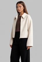 Boxy Zip Front Wool Jacket