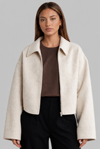 Boxy Zip Front Wool Jacket