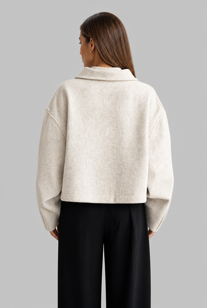 Boxy Zip Front Wool Jacket