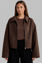 Boxy Zip Front Wool Jacket