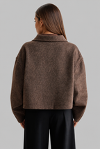 Boxy Zip Front Wool Jacket