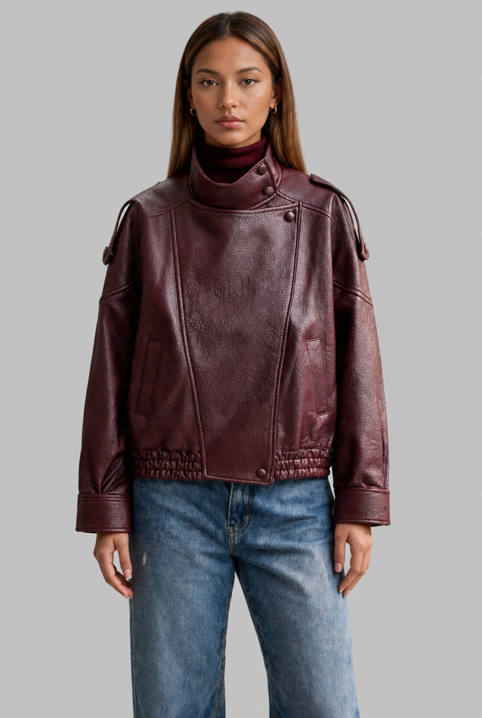 Asymmetric Zip Faux Leather Jacket