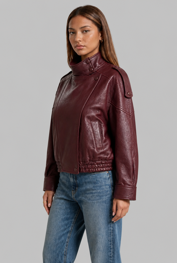 Asymmetric Zip Faux Leather Jacket