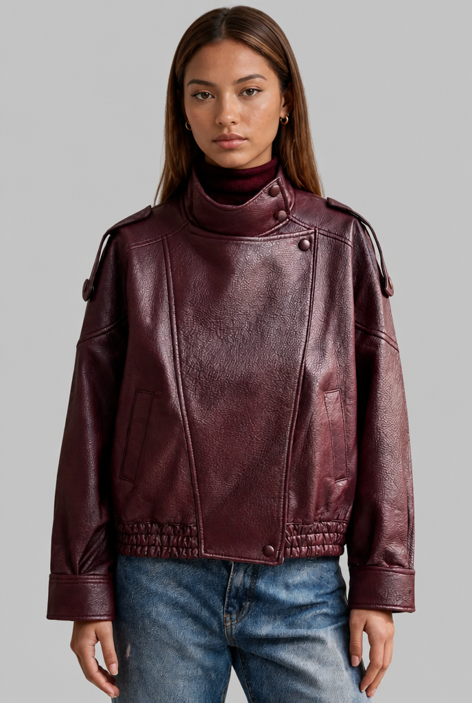 Asymmetric Zip Faux Leather Jacket