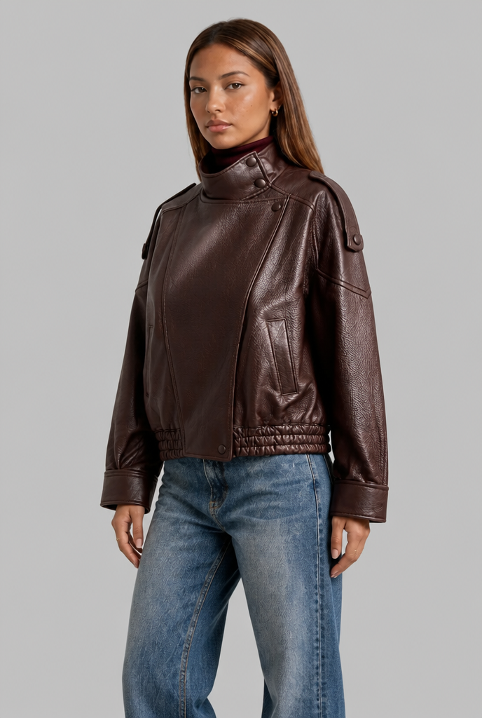 Asymmetric Zip Faux Leather Jacket