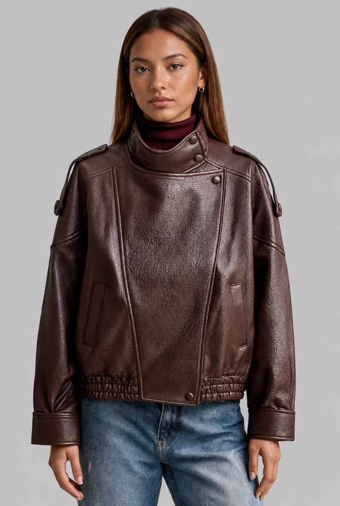 Asymmetric Zip Faux Leather Jacket
