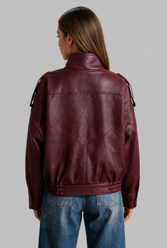 Asymmetric Zip Faux Leather Jacket