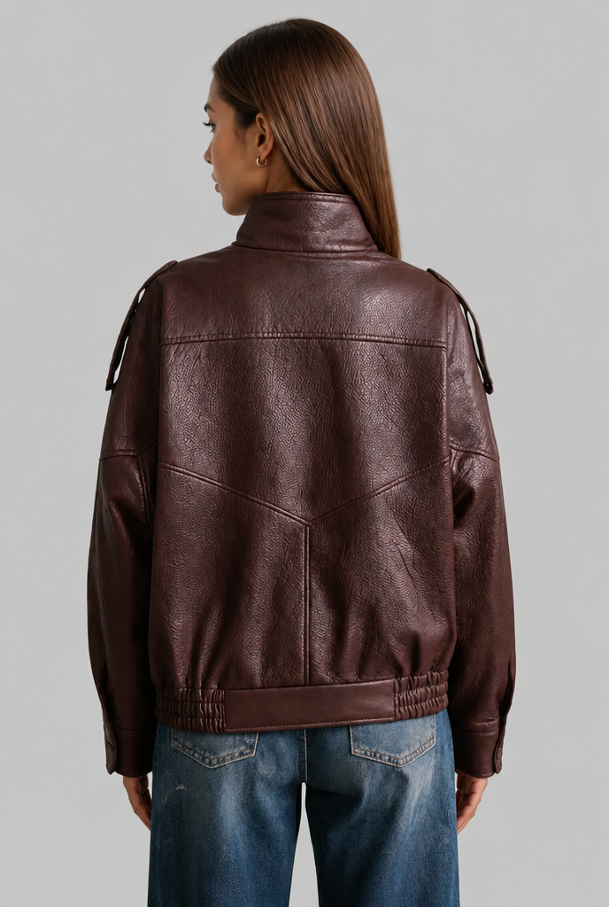 Asymmetric Zip Faux Leather Jacket