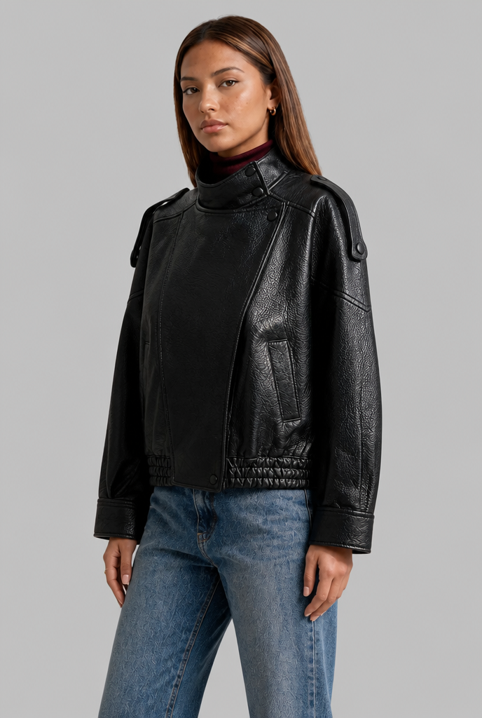 Asymmetric Zip Faux Leather Jacket