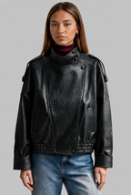 Asymmetric Zip Faux Leather Jacket