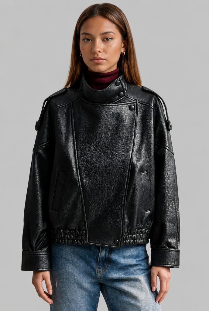Asymmetric Zip Faux Leather Jacket