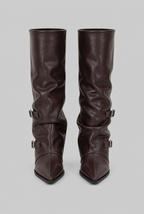 Slouchy Double Buckle Knee-High Boots