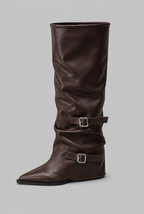 Slouchy Double Buckle Knee-High Boots