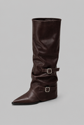 Slouchy Double Buckle Knee-High Boots
