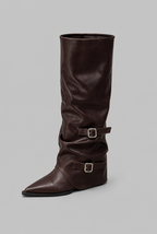 Slouchy Double Buckle Knee-High Boots