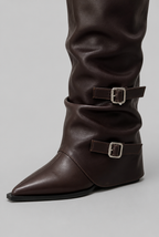 Slouchy Double Buckle Knee-High Boots