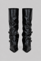 Slouchy Double Buckle Knee-High Boots