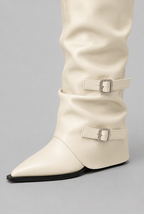 Slouchy Double Buckle Knee-High Boots