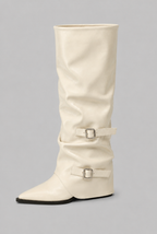 Slouchy Double Buckle Knee-High Boots