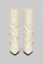 Slouchy Double Buckle Knee-High Boots