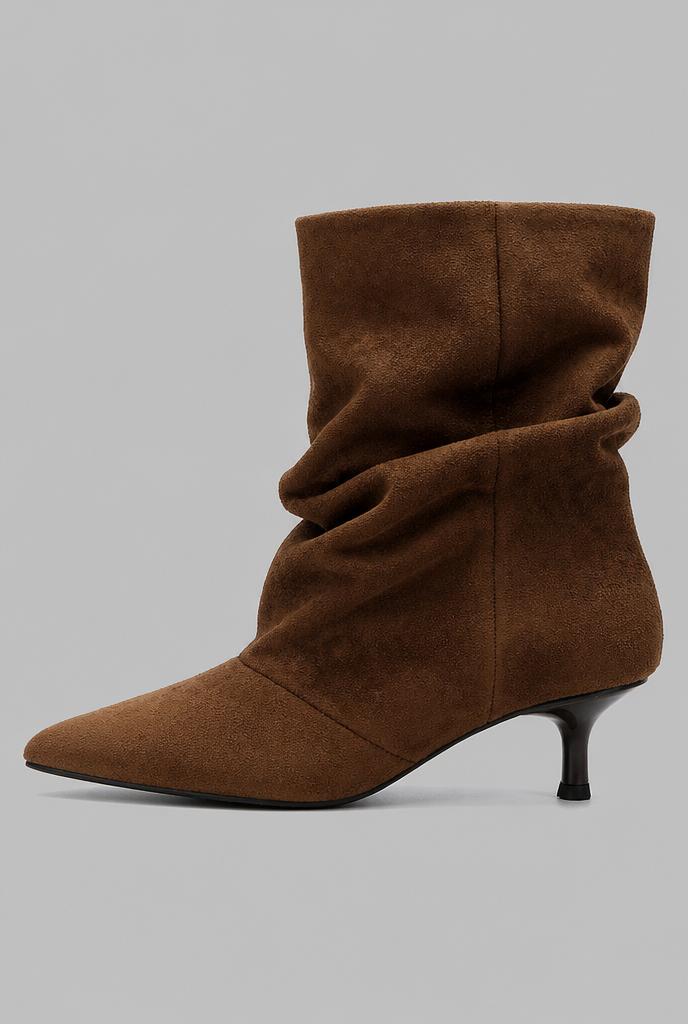 Kitten Heel Suede Ankle Boots