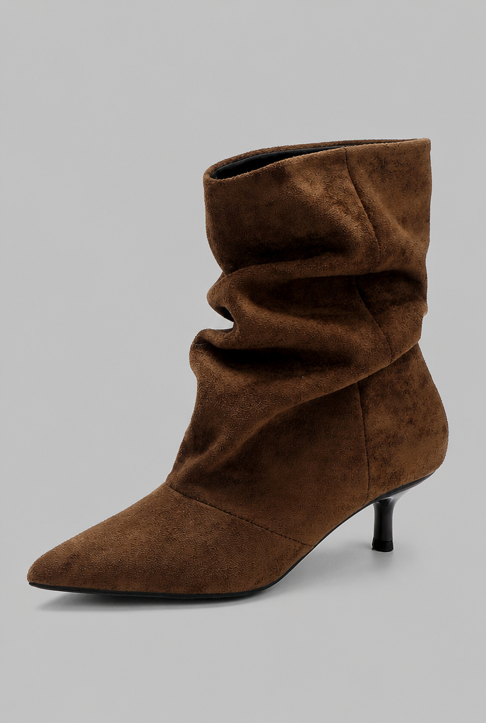 Kitten Heel Suede Ankle Boots