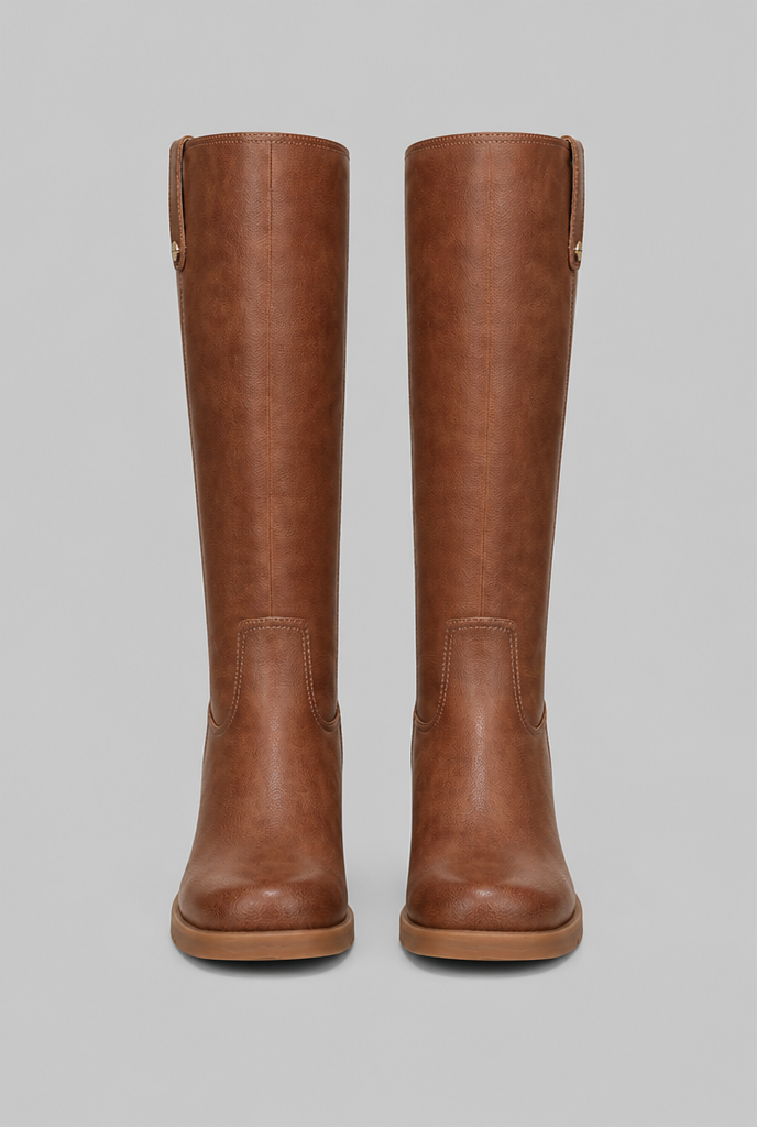 Heeled Knee High Boots with Tab Detail