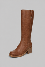 Heeled Knee High Boots with Tab Detail