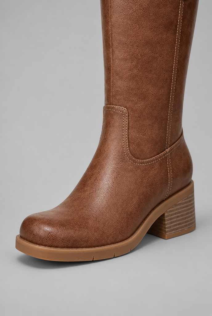 Heeled Knee High Boots with Tab Detail
