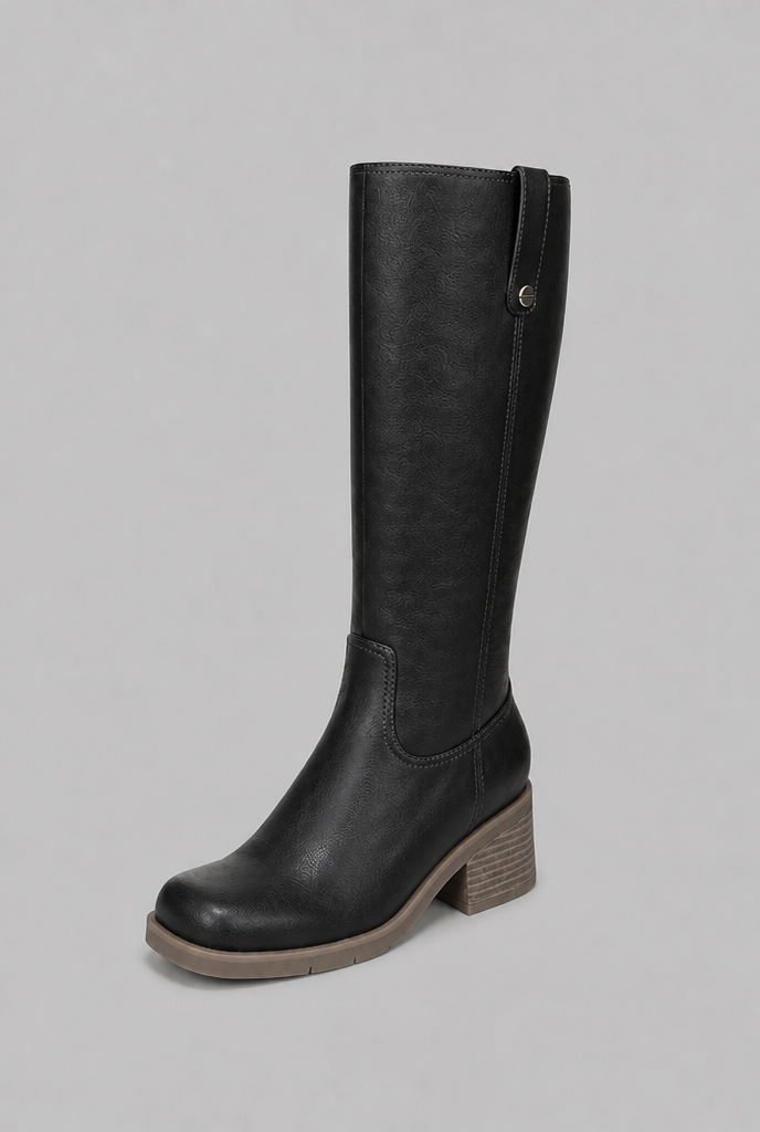 Heeled Knee High Boots with Tab Detail